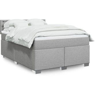 vidaXL Vidaxl - Cama Box Spring Con Colch&oacute;n Tela Gris Claro 140x190 Cm