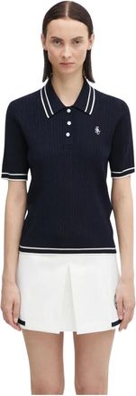Sporty & Rich SRC Mini Cable Polo - Dames - Polos - Blauw - M - Polyester - Tops