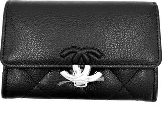 Chanel Matelasse Black Grained Calfskin Coin Purse/Coin Case (Pre-Owned)