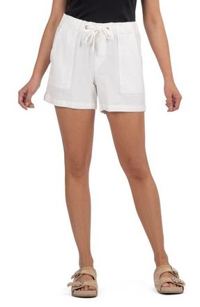 Kut from the Kloth Katana Drawstring Linen Blend Shorts in White Jm at Nordstrom, Size X-Small