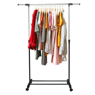 OEM Penderie &Agrave; V&ecirc;tements - Acier Inoxydable R&eacute;glable - 90-158 X 80-145 Cm - Mobile Sur Roulettes - 1 Pi&egrave;ce