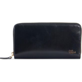 Chlo&eacute; Iconic Shiny Leather Zip Long Wallet in Black at Nordstrom Rack