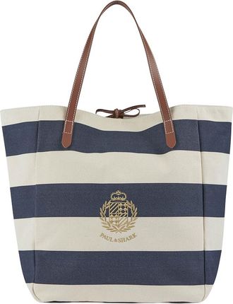 Paul & Shark striped canvas bag with Heraldic embroidery, Man, Blue Cream, Size: TGU