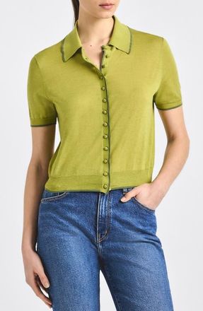Derek Lam Dorella Silk & Cotton Sweater in Green Olive at Nordstrom, Size X-Small