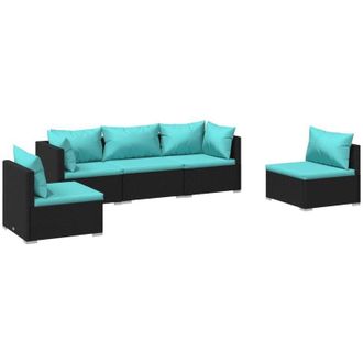 vidaXL 5 Pcs Garden Lounge Set Con Coj&iacute;n De Empuje De Terciopelo