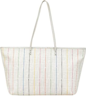 Fendi Ivory Multi-Color Pvc Leather Shoulder Bag Tote Bag (Pre-Owned)
