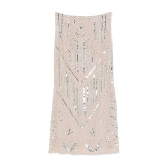 Forte_Forte Midi Skirts, female, Beige, Size: XS Sequin-Embellished Geometric Skirt