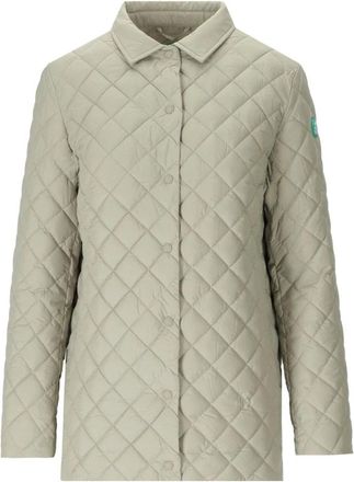 Save The Duck Beige Libra Gewatteerde Jas met Diamantstiksels - Dames - Zomerjassen - Beige - M - Polyester - Jassen