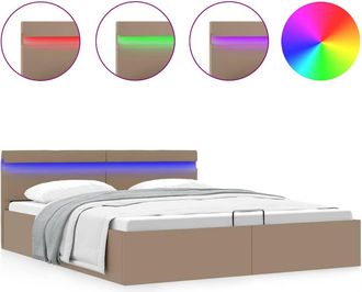 vidaXL Vidaxl - Cama Canap&eacute; Hidr&aacute;ulica Led Cuero Sint&eacute;tico Capuchino 180x200 Cm