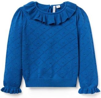 Janie and Jack Textured Ruffle Collar Sweater in Blue at Nordstrom, Size 12-18M