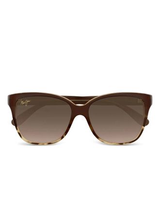 Maui Jim MJ0744S zonnebril met vierkant montuur en schildpadschild design - Bruin