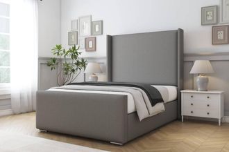 Comfort Beds Madrid Dumfries Bed Frame - 50 Upholstered Wingback Headboard in Light Grey | Size: Super King