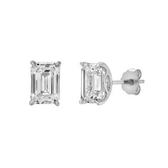 LuvMyJewelry Viridian 14K White Gold Lab Grown Emerald Cut Solitaire Diamond Earrings - 2.02 Cts at Nordstrom