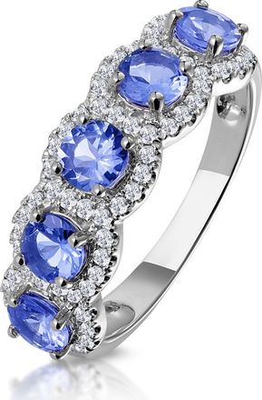 The Diamond Store 1.20ct Tanzanite Asteria Eternity Halo Lab Diamond Ring 9K White Gold