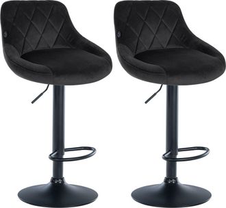 Clp Set de 2 Taburetes de bar giratorio en Terciopelo Negro