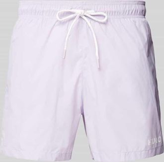 HUGO BOSS Relaxed Fit Badeshorts mit Label-Print Modell HAITI in Flieder, Größe XL