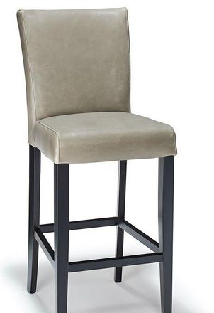 Netfurniture Charro Grey Aniline Real Leather Hardwood Frame Bar Stool