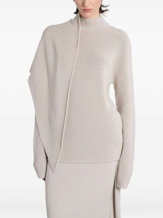 Entire studios asymmetric ribbed knit sweater - women - Fabric - XS/S - Neutrals