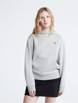 Calvin Klein Womens Archive Logo Fleece Hoodie - Grey - XXS