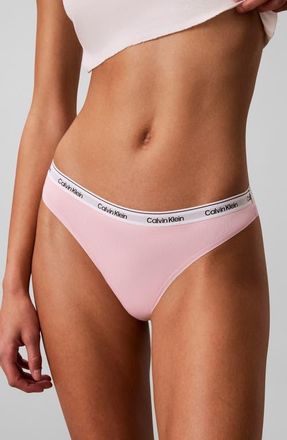 Calvin Klein Assorted 5-Pack Cotton Blend Thongs in Red/Pink/Yellow/Green/Blue at Nordstrom, Size X-Large