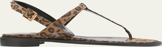 Manolo Blahnik Hata Leopard Thong Slingback Sandals