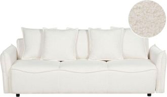Beliani Beliani - Divano letto moderno Boucle Convertibile con contenitore Cuscini aggiuntivi Sfoderabili Bianco Krama