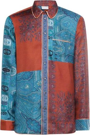 Pierre-Louis Mascia Aloe Patchwork Shirt - Heren - Casual Overhemden - Veelkleurig - L - Denim - Overhemden