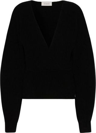 Max Mara Maglia a coste in lana e cashmere - Dames - V-hals truien - Zwart - XS - Wol - Truien & Vesten