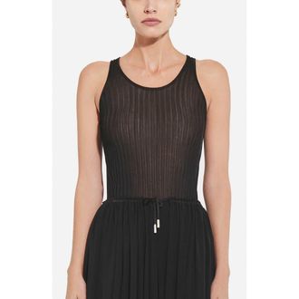 Co Sheer Rib Tank Top in Viscose in Black at Nordstrom, Size Xx-Small