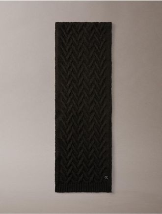 Calvin Klein Womens Cable Knit Scarf - Black