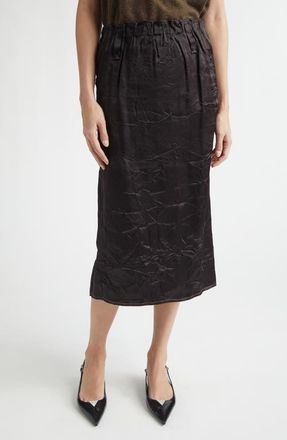 Nackiy&eacute; Crayon Crinkled Satin Pencil Skirt in Noir at Nordstrom, Size 4 Us