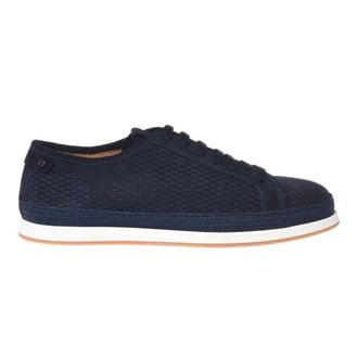 Baldinini Perforated Suede Sneaker - male - Baldinini - Sneakers - Blue - 8 1/2 UK - Shoes