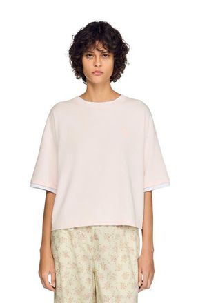 Sandro T-shirt with contrasting trim in Light Pink at Nordstrom, Size X-Large