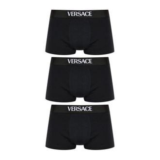 Versace Bottoms, male, Black, Size: XL Three-pack of boxers with logo