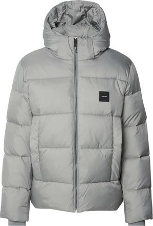 Calvin Klein Giubbino - Heren - Winterjassen - Grijs - L - Leer - Jassen