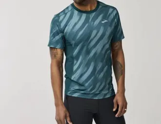 Brooks Atmosphere Short Sleeve 3.0 T-Shirt In Ultra Print/deep Sea