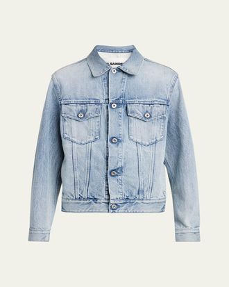 Jil Sander Mens Acid-Wash Denim Jacket