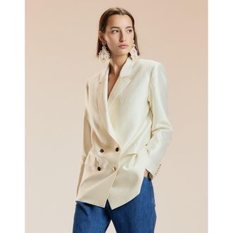 Cynthia Rowley Silk Wool Double Breasted Blazer