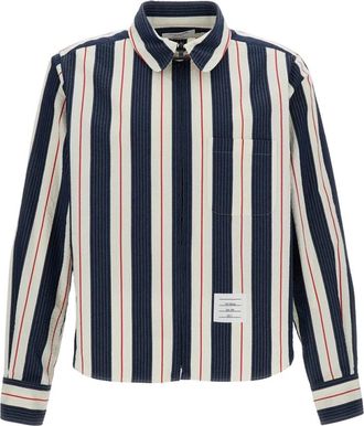 Thom Browne Gestreept Seersucker Overhemd - Heren - Casual Overhemden - Veelkleurig - XL - Katoen - Overhemden