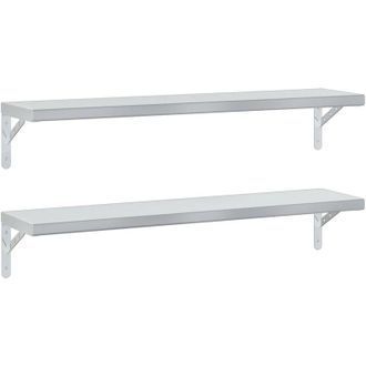 vidaXL Estantes De Pared 2 Uds Acero Inoxidable Plateado 100x23,5 Cm Vidaxl