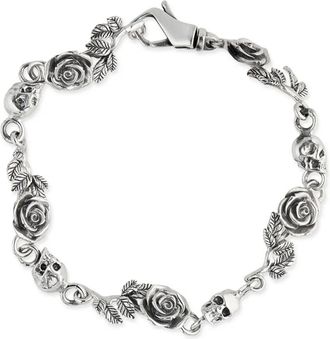 Emanuele Bicocchi Bracciale Rose & Skull - Argento