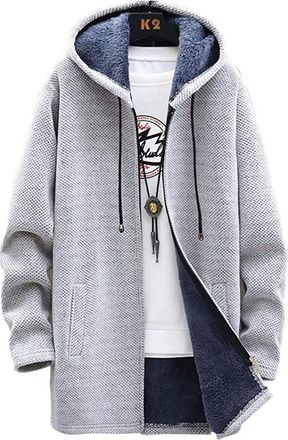 Generic Mens Hoodie Sweatshirt Men Sweater Jacket Coat Full Zip Up Hoodie Fleece Lined Cardigan Knitwear Mens Cotton Padded Cardigan Jackets Long Sleeve Sweat
