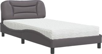 vidaXL Cama Con Colch&oacute;n Cuero Sint&eacute;tico Gris 100x200 Cm Vidaxl
