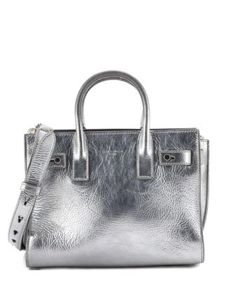 Saint Laurent Sac de Jour Souple Bag Crinkled Glazed Leather Nano tote bag - Silver