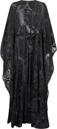 Roberto Cavalli Zijde Kaftan - Dames - Avondkleed - Zwart - 2XL - Kleedjes