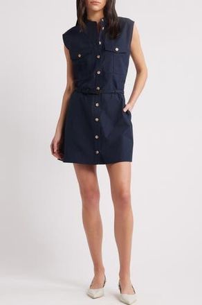 Frame Denim Cap Sleeve Cotton Safari Shirtdress in Navy at Nordstrom Rack, Size X-Large