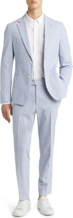 BOSS Hanry Stretch Cotton & Linen Suit in Open Bu at Nordstrom Rack, Size 36 Regular