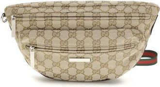Gucci GG Canvas Logo-Print Shoulder Bag Beige