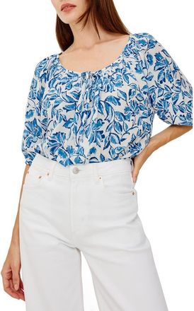 Rails Kirstie Floral Split Neck Top in Azure Jasmine at Nordstrom, Size Xx-Large