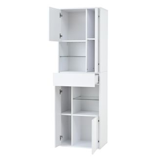 STILVORA Vitrina Con 1 Caj&oacute;n, 4 Puertas, Estantes Ajustables Y Led Para Sal&oacute;n En Tablero De Part&iacute;culas 55&times;38&times;170 Cm Blanco